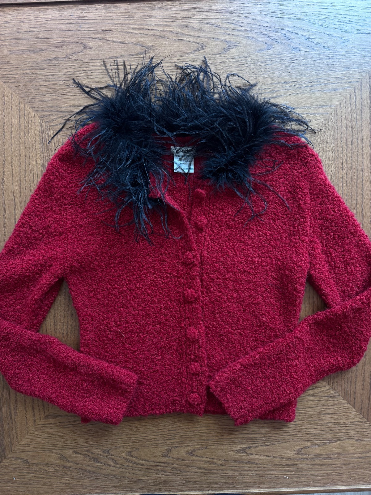 Vintage red fuzzy sweater M
