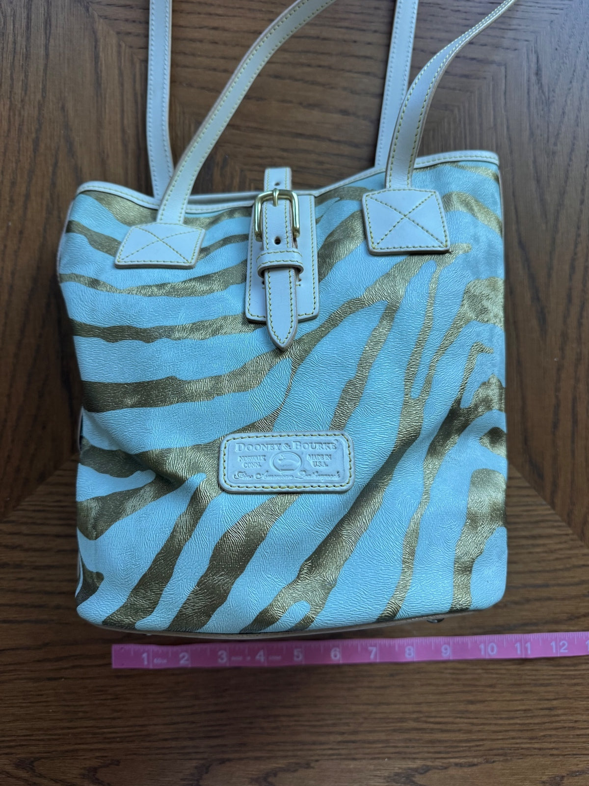 Dooney & Bourke Vintage zebra print buckle bucket bag