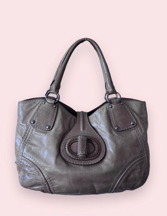 Prada Vitello Daino Leather Shine Turnlock Handle Bag