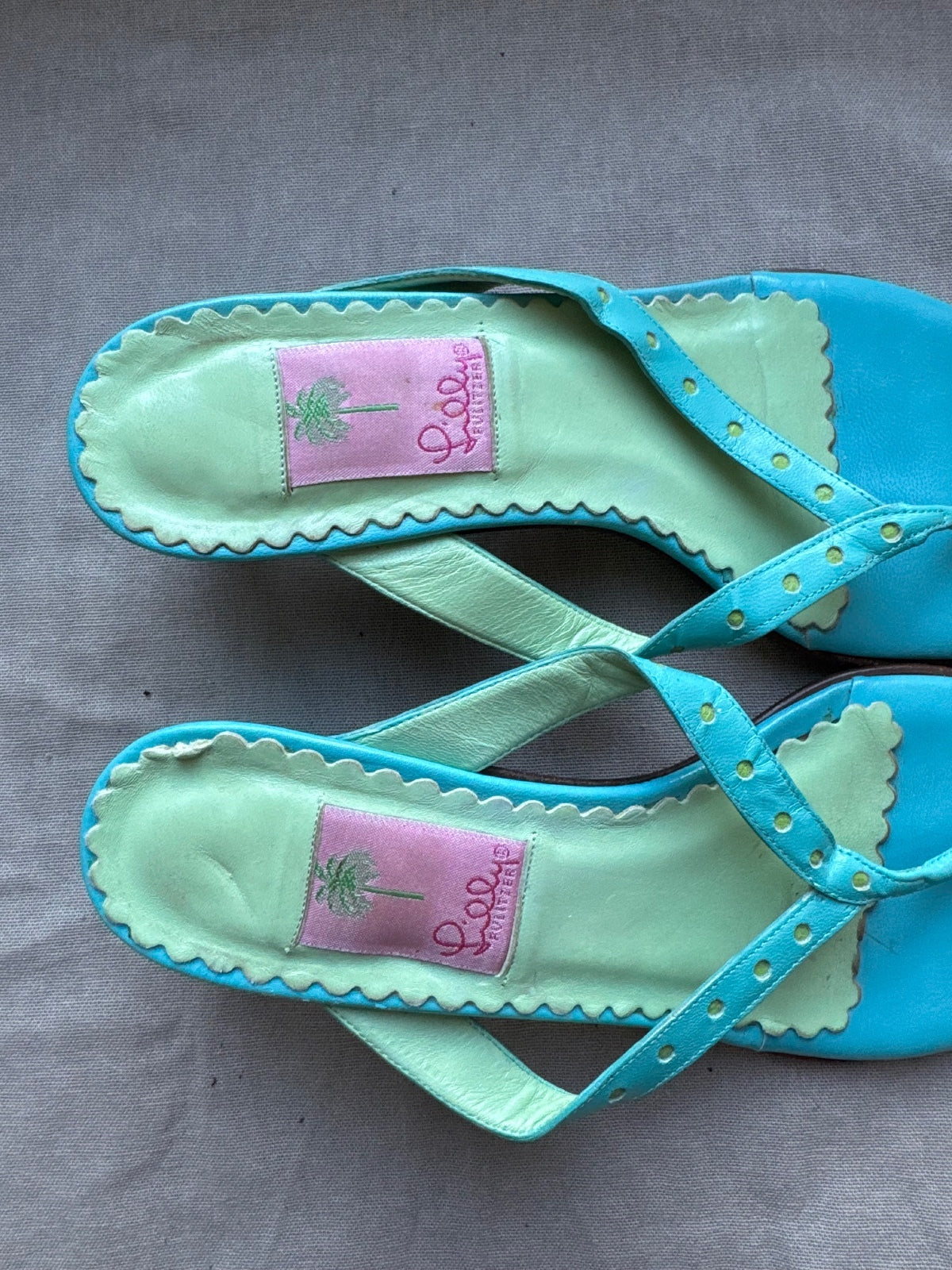Vintage Lilly Pulitzer blue/green heeled sandals 8.5