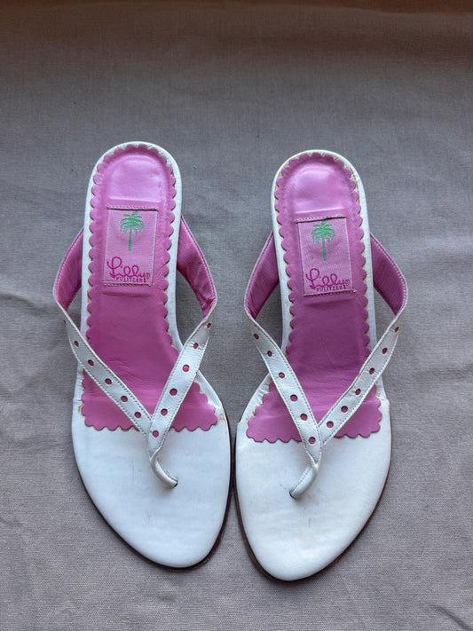 Vintage Lilly Pulitzer pink and white sandals 8.5