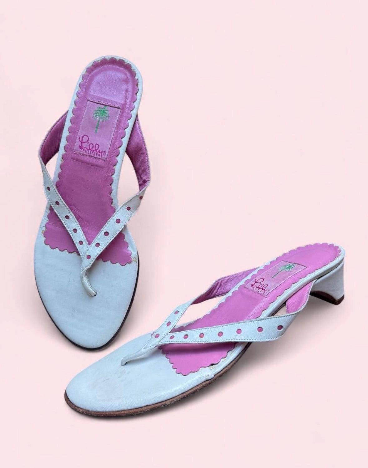 Vintage Lilly Pulitzer pink and white sandals 8.5