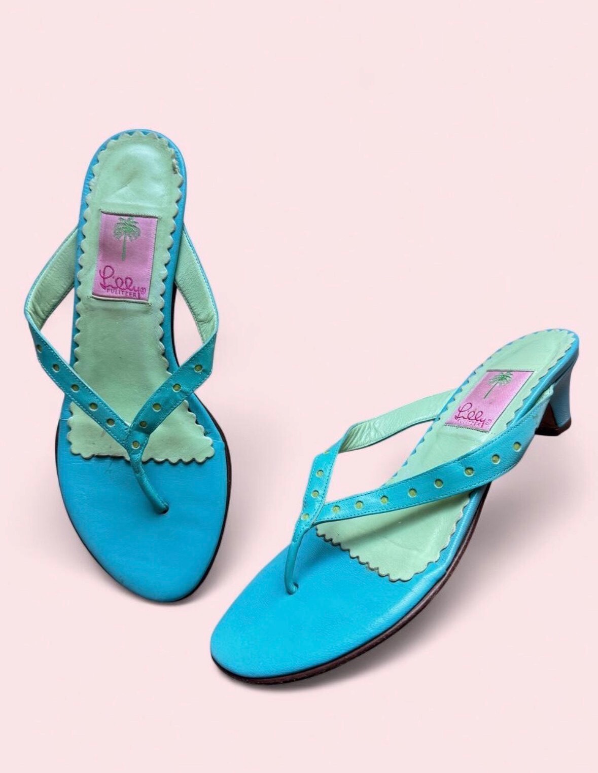 Vintage Lilly Pulitzer blue/green heeled sandals 8.5