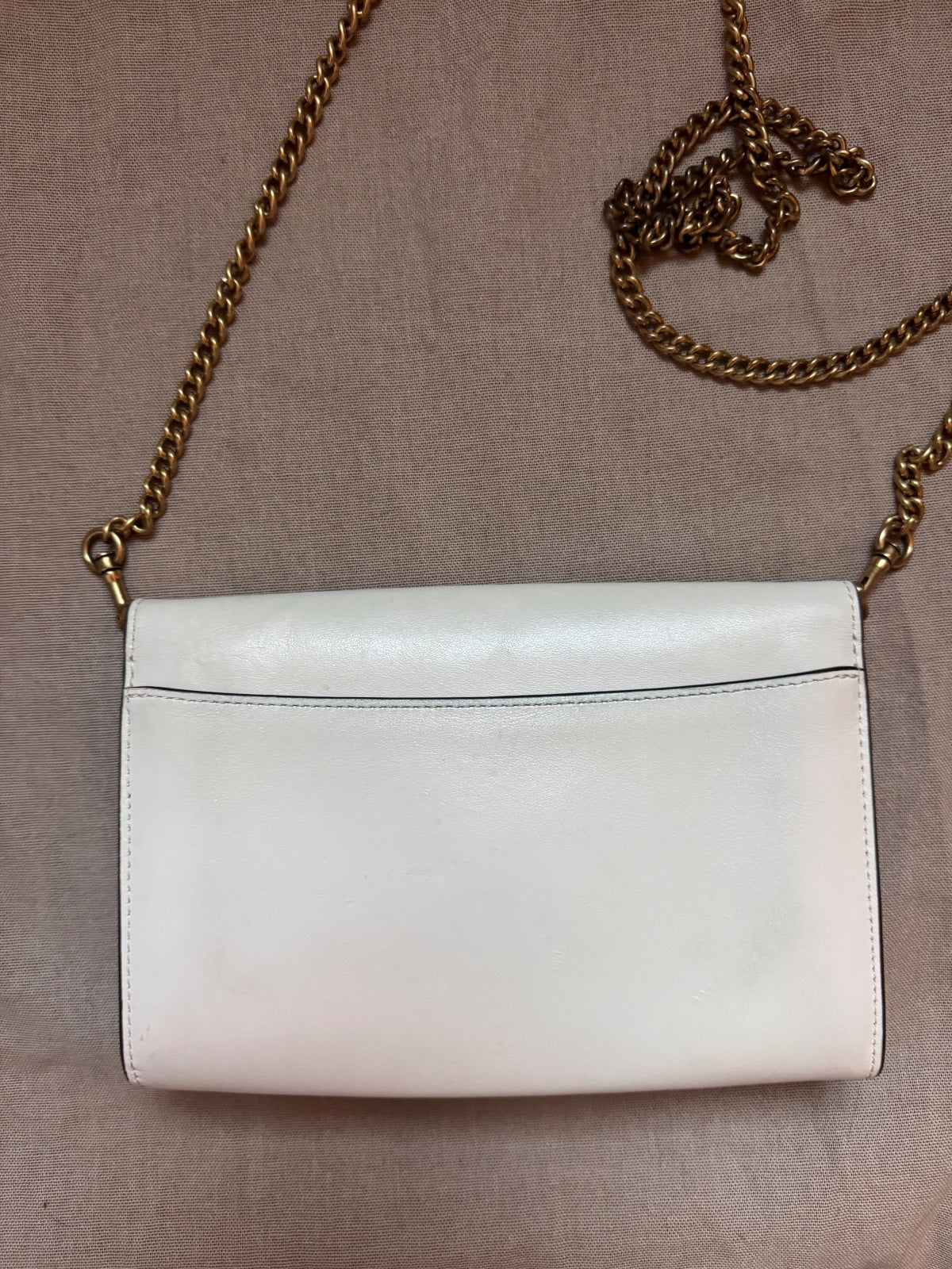Coach White Leather Chain Shoulder Bag