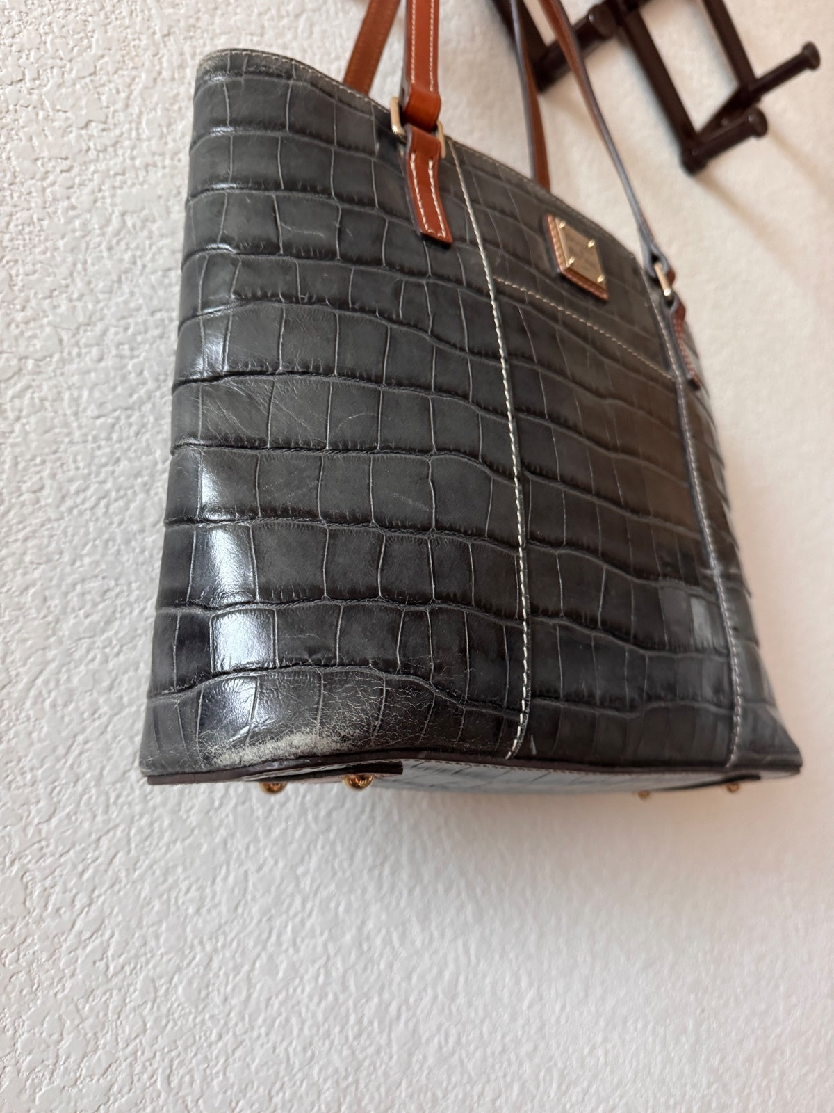 Vintage Dooney & Bourke croc embossed leather tote bag