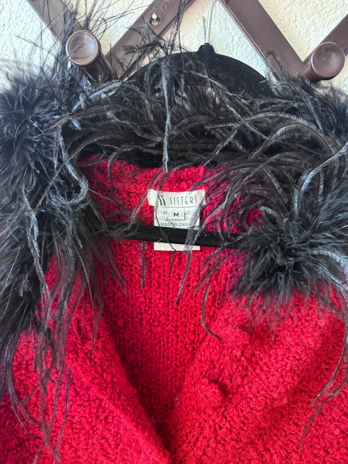 Vintage red fuzzy sweater M