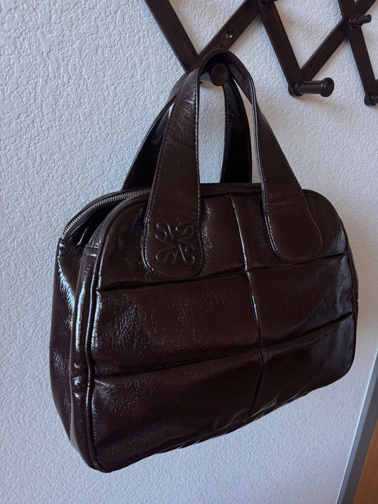 Vintage Simply Vera Vera Wang brown patent handbag