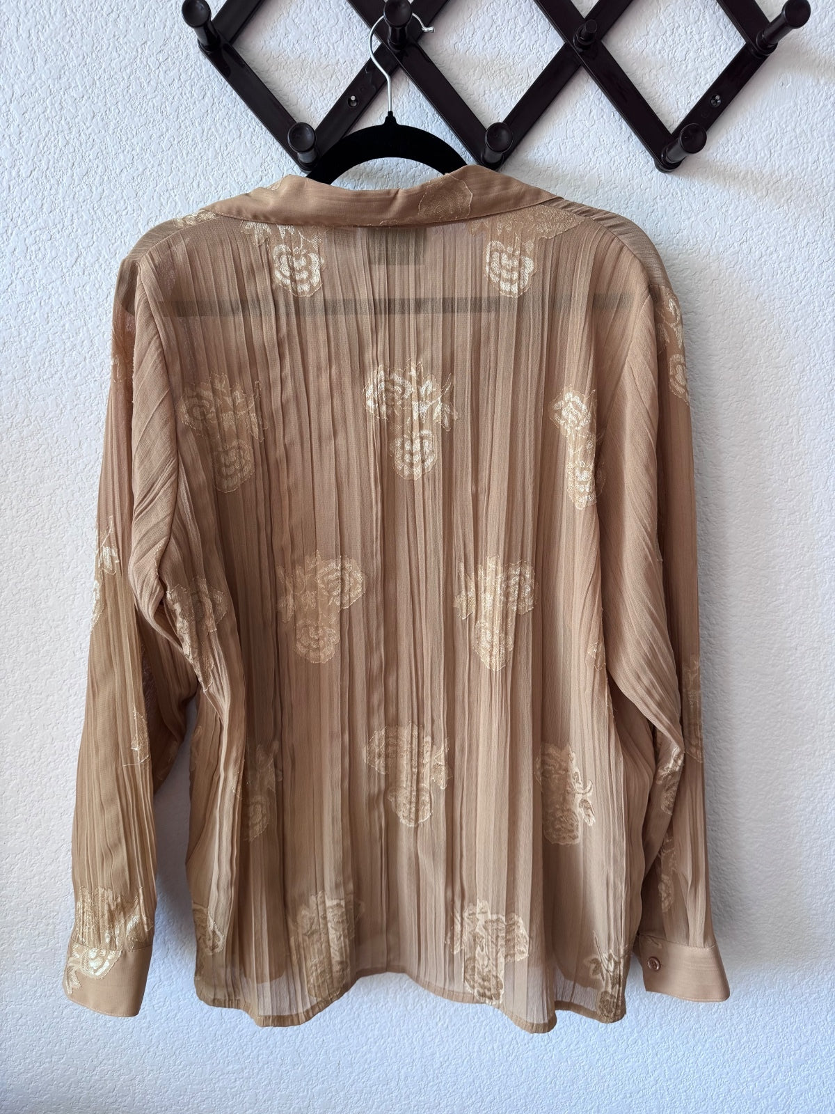 Vintage Joanna sheer pleated blouse XL