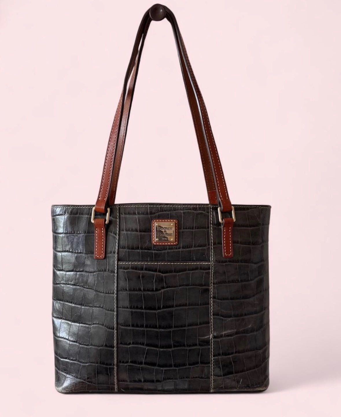 Vintage Dooney & Bourke croc embossed leather tote bag