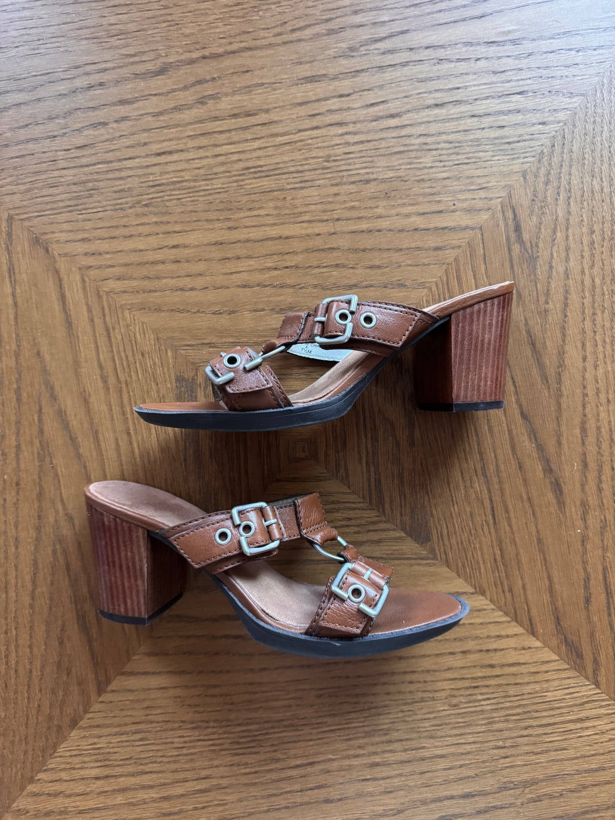 Nine West brown leather heeled sandals 7.5