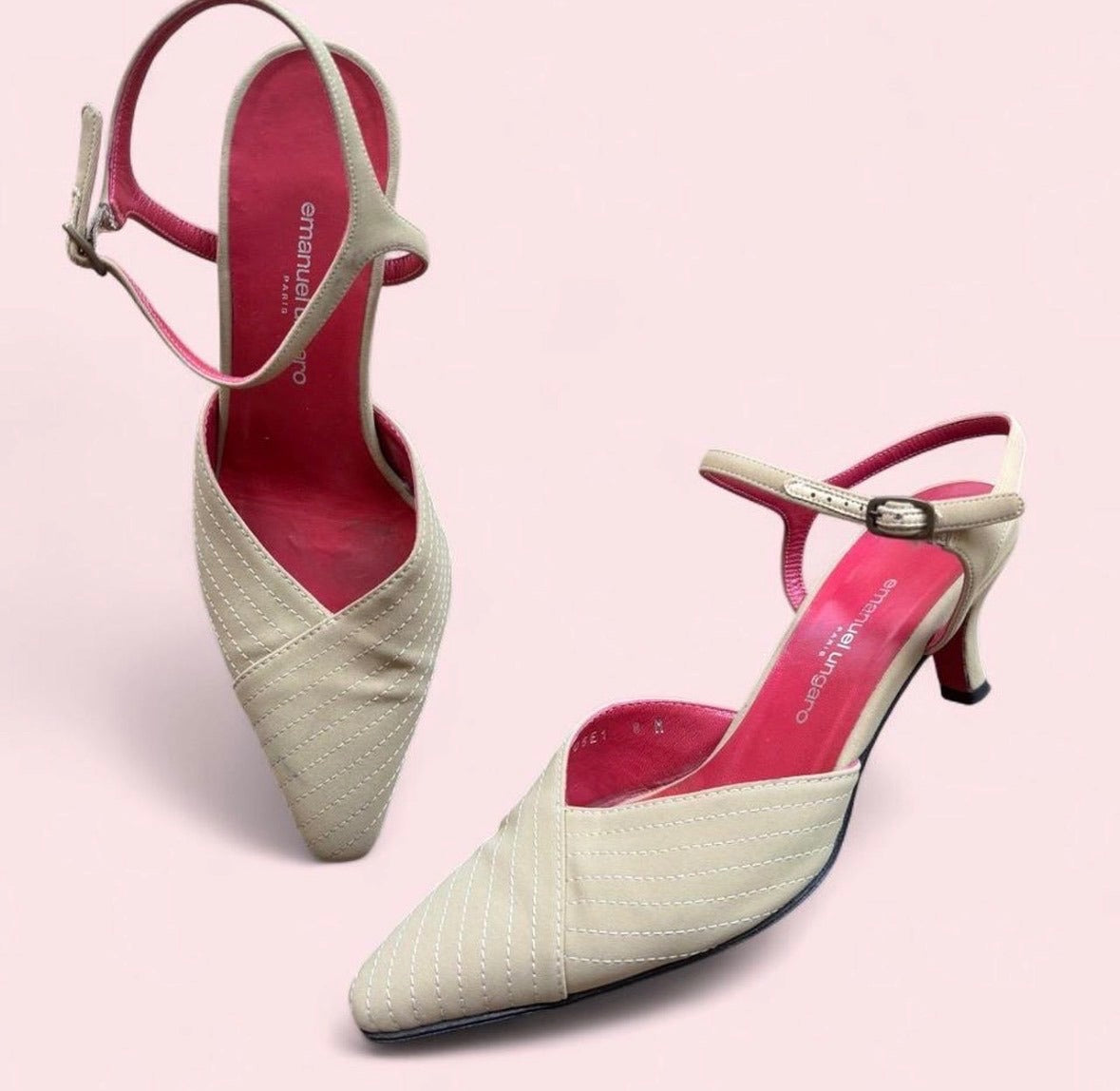 Emanuel Ungaro vintage beige/tan slingbacks 8