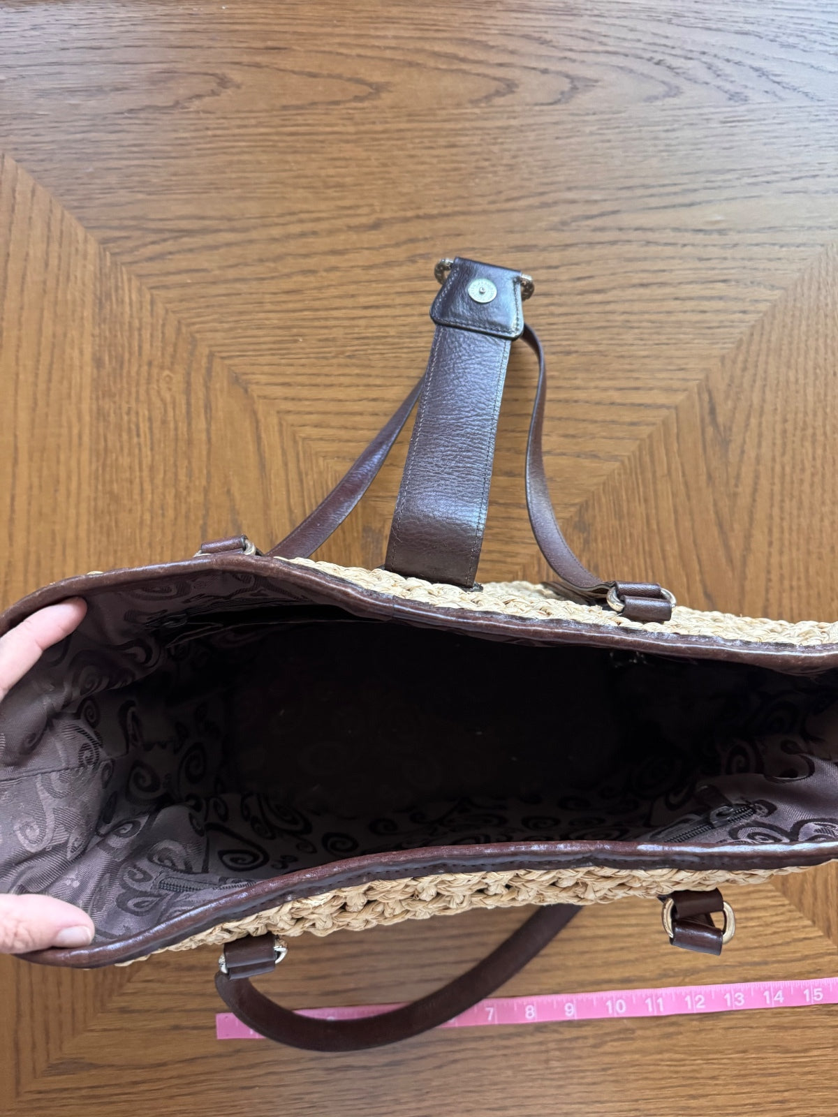 Brighton tan and brown woven tote shoulder bag