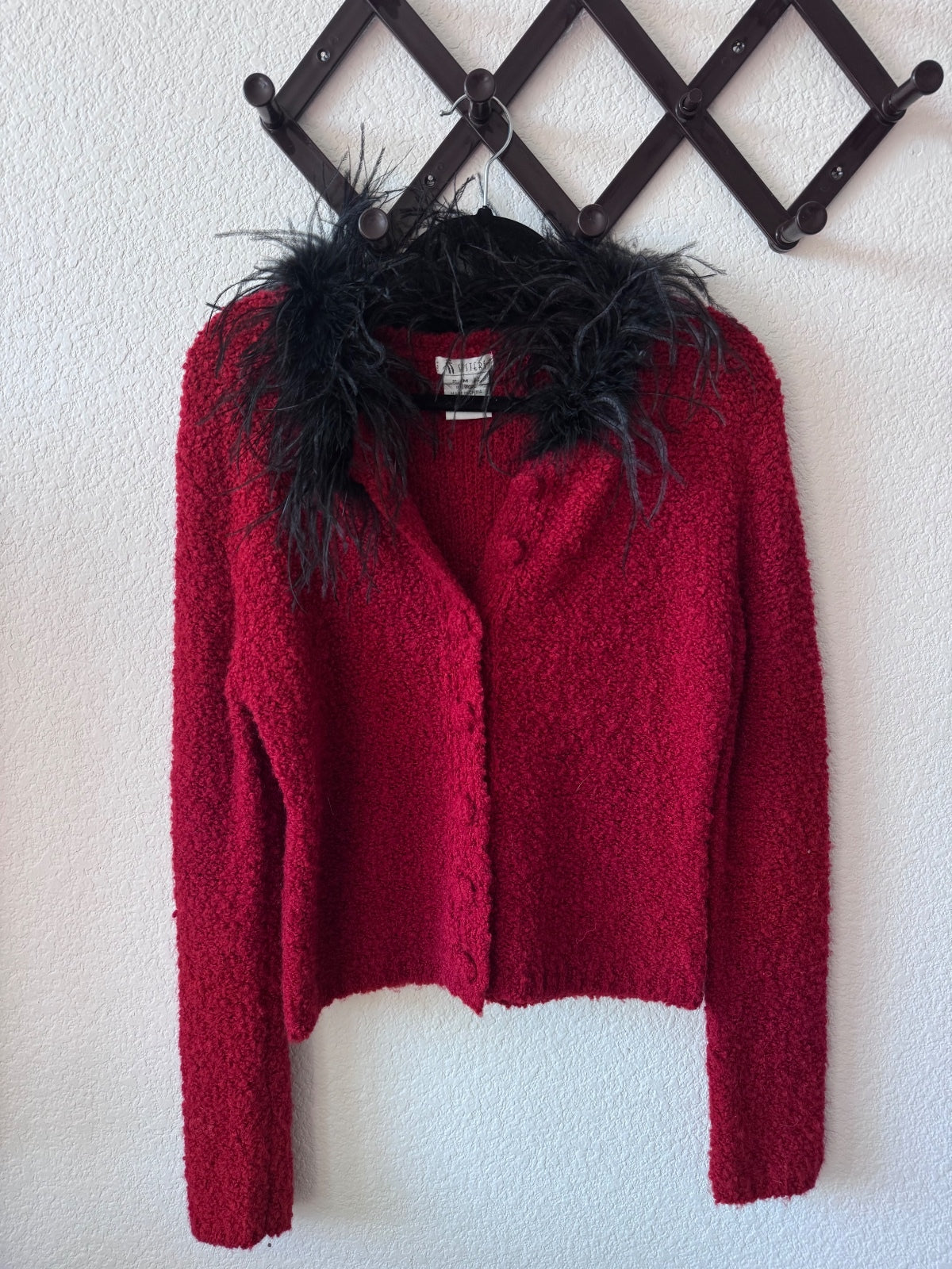 Vintage red fuzzy sweater M