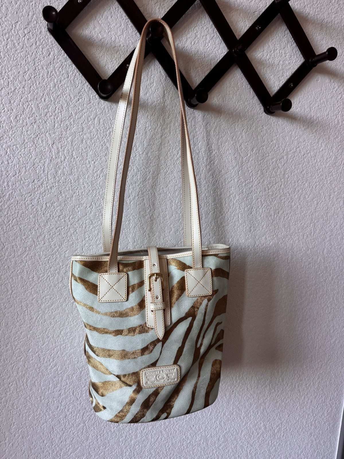 Dooney & Bourke Vintage zebra print buckle bucket bag