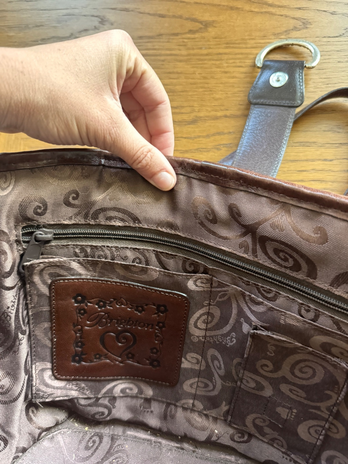 Brighton tan and brown woven tote shoulder bag
