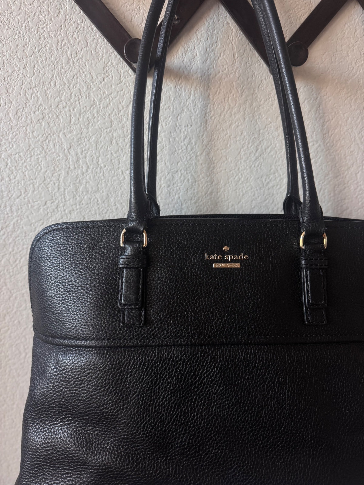 Kate Spade black leather shoulder tote