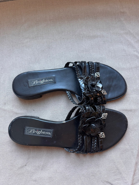 Vintage Brighton floral appliqué sandals 8