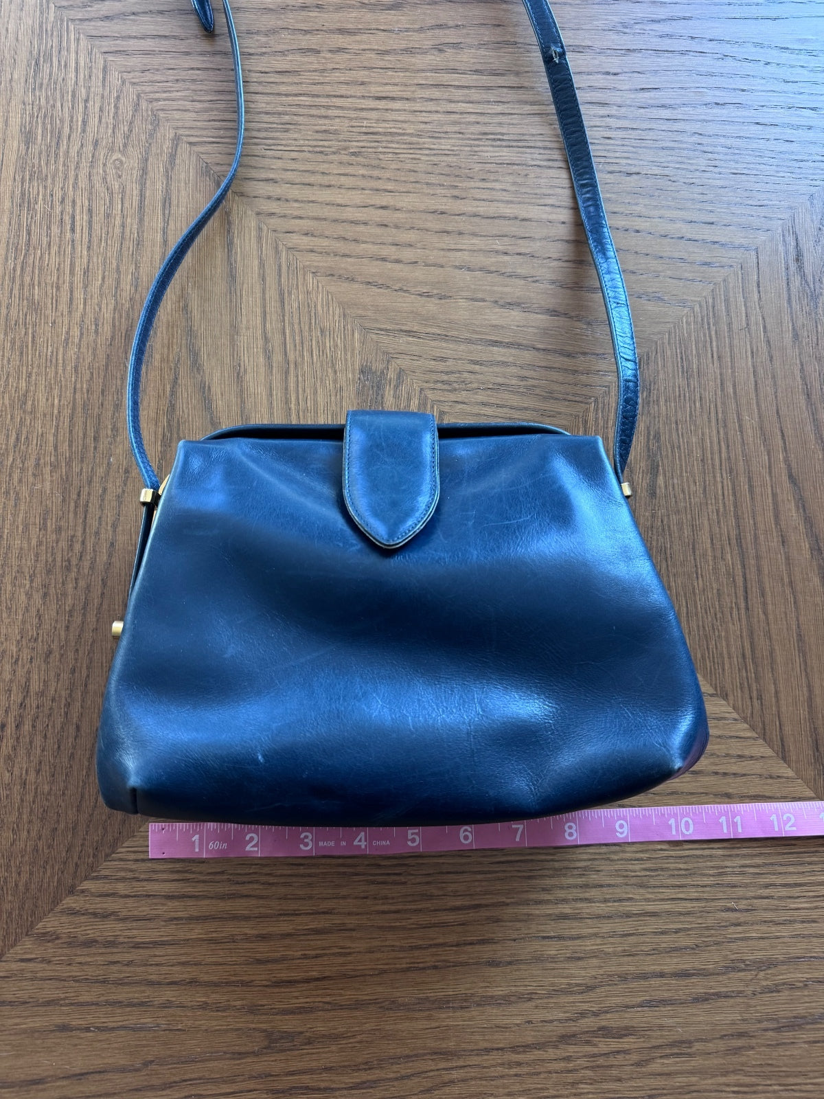 Vintage Salvatore Ferragamo navy leather shoulder bag