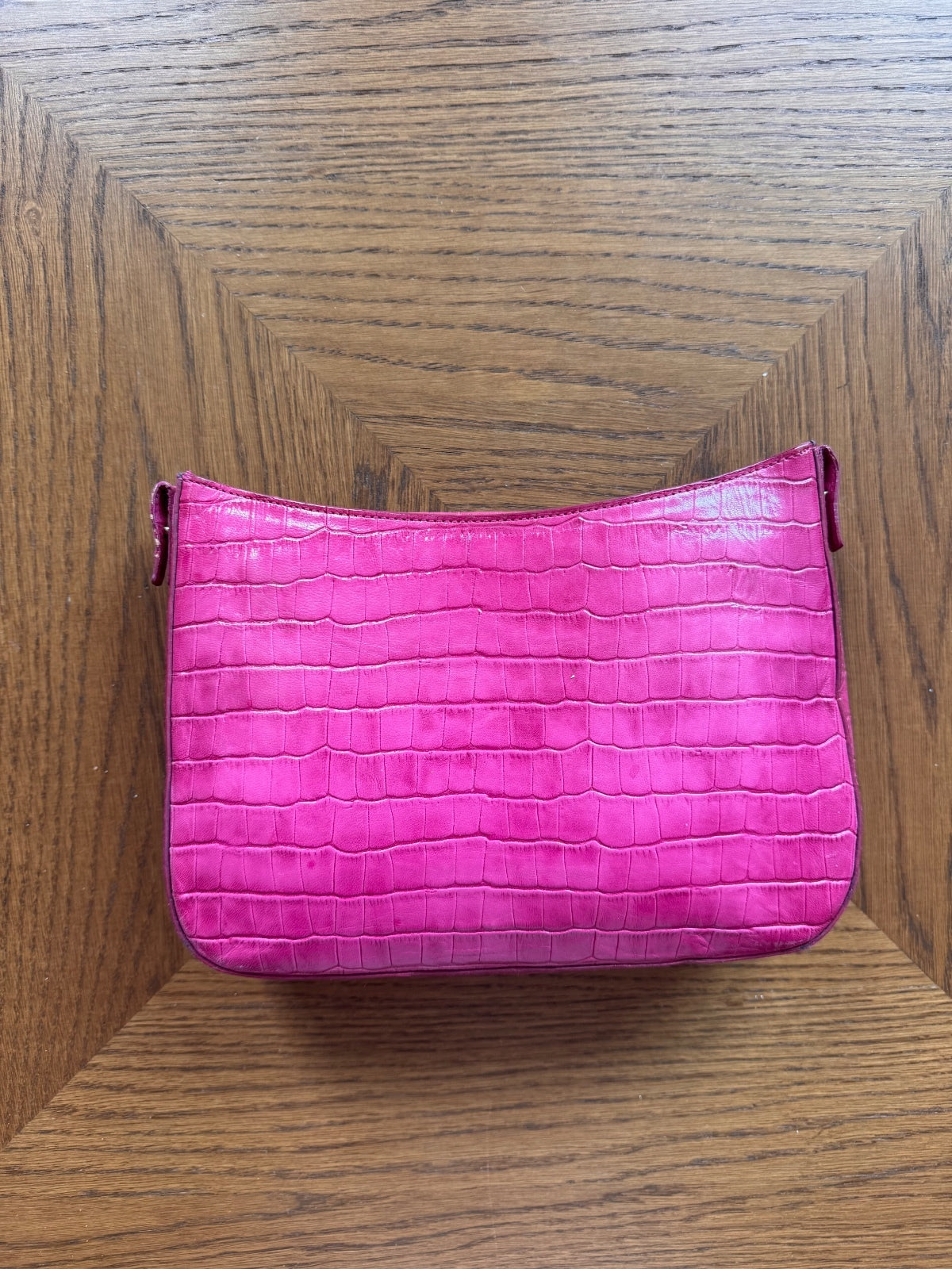 Stubbs and Wootton pink croc embossed handbag/clutch