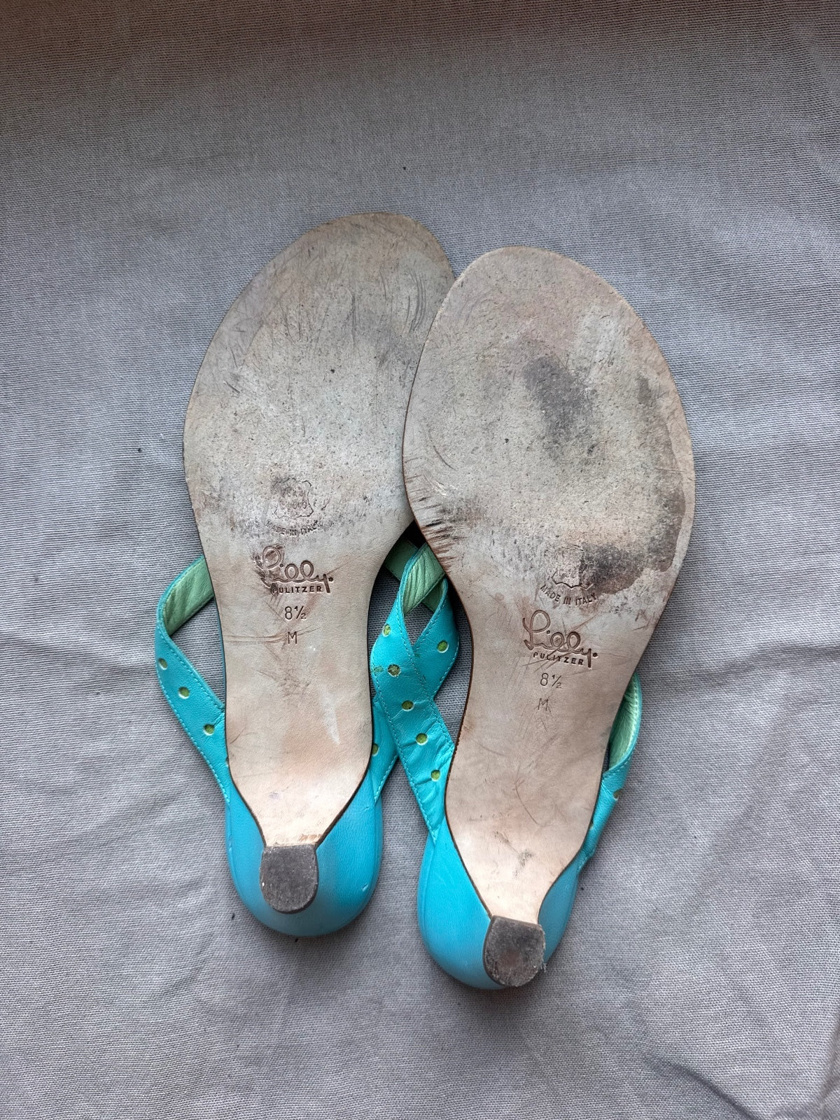 Vintage Lilly Pulitzer blue/green heeled sandals 8.5