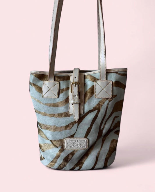 Dooney & Bourke Vintage zebra print buckle bucket bag
